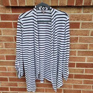 Talbots Open Front Cardigan Women's Size XL Nautical Pockets